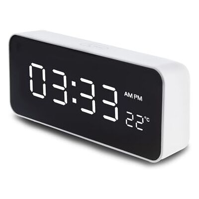 Green Blue GB397 Digitale wekker met thermometer, 2 alarmen/sluimerfunctie, countdown, digitale klok met temperatuurweergave, stroomvoorziening via USB, wit Green Blue GB397 Digitale wekker met thermometer, 2 alarmen/sluimerfunctie, countdown, digitale klok met temperatuurweergave, stroomvoorziening via USB, wit