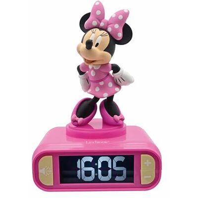 Lexibook Disney Minnie, wekker met nachtlampje, geluiden en melodieën, lcd-display met achtergrondverlichting, lichtgevend, met sluimerfunctie, roze, RL800MN Lexibook Disney Minnie, wekker met nachtlampje, geluiden en melodieën, lcd-display met achtergrondverlichting, lichtgevend, met sluimerfunctie, roze, RL800MN