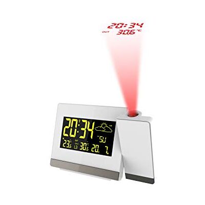 techno line Technoline WT549 draadloze projectiewekker met led-kleurinstelling, wit, 14,7 x 4,2 x 9,2 cm techno line Technoline WT549 draadloze projectiewekker met led-kleurinstelling, wit, 14,7 x 4,2 x 9,2 cm