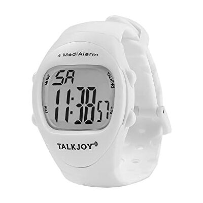 TalkJoy Frans sprekend horloge met 4 alarmen en wekker, wit, 4 wekkers per dag TalkJoy Frans sprekend horloge met 4 alarmen en wekker, wit, 4 wekkers per dag