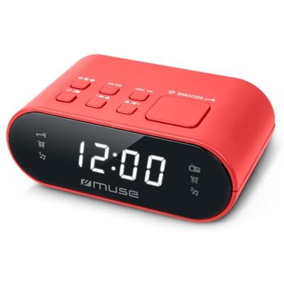 MUSE M-10 wekkerradio met FM, twee alarmen en dimmer, rood MUSE M-10 wekkerradio met FM, twee alarmen en dimmer, rood