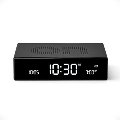 Lexon Flip Premium wekker, omkeerbaar, oplaadbaar, LCD-display, elektroluminescerend, kleur aluminium, klein, zwart Lexon Flip Premium wekker, omkeerbaar, oplaadbaar, LCD-display, elektroluminescerend, kleur aluminium, klein, zwart