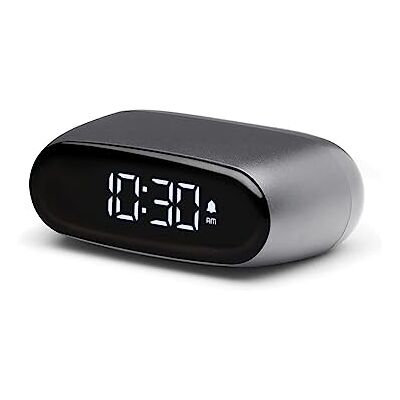 Lexon MINUT Compacte mini-wekker met puur zwart VA-display, touch-bediening, snooze-functie en achtergrondverlichting, oplaadbare batterij, aluminium afwerking, metallic grijs Lexon MINUT Compacte mini-wekker met puur zwart VA-display, touch-bediening, snooze-functie en achtergrondverlichting, oplaadbare batterij, aluminium afwerking, metallic grijs