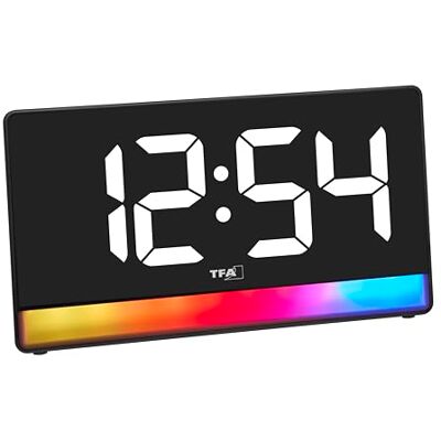 TFA Dostmann 60.2051 Digitale wekker met kleurverloop sfeerlicht of 8 kleuren, 4 helderheidsniveaus, alarm met snooze, gemakkelijk af te lezen, oplaadfunctie, zwart TFA Dostmann 60.2051 Digitale wekker met kleurverloop sfeerlicht of 8 kleuren, 4 helderheidsniveaus, alarm met snooze, gemakkelijk af te lezen, oplaadfunctie, zwart