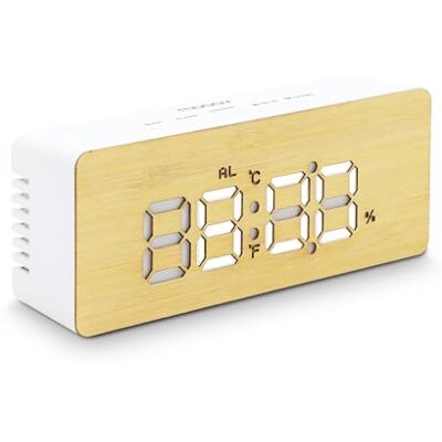mooov Bamboe-led-model, wekker van bamboe, datumweergave van temperatuur en vochtigheid, nachtmodus met instelbare helderheid, snooze-functie, automatisch energiebesparend, weekalarm 477316 mooov Bamboe-led-model, wekker van bamboe, datumweergave van temperatuur en vochtigheid, nachtmodus met instelbare helderheid, snooze-functie, automatisch energiebesparend, weekalarm 477316
