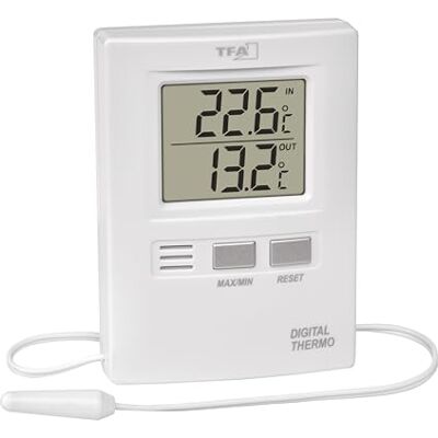 TFA -Dostmann 30.1012 digitale thermometer met weergave van de binnen- en buitentemperatuur TFA -Dostmann 30.1012 digitale thermometer met weergave van de binnen- en buitentemperatuur