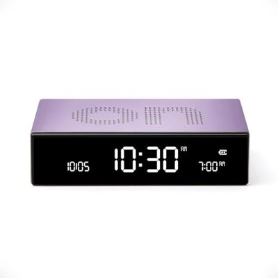 Lexon Flip Premium wekker, omkeerbaar, oplaadbaar, VA LCD-display, gezichten aan/uit, snooze, touch-bediening, aluminium, paars Lexon Flip Premium wekker, omkeerbaar, oplaadbaar, VA LCD-display, gezichten aan/uit, snooze, touch-bediening, aluminium, paars