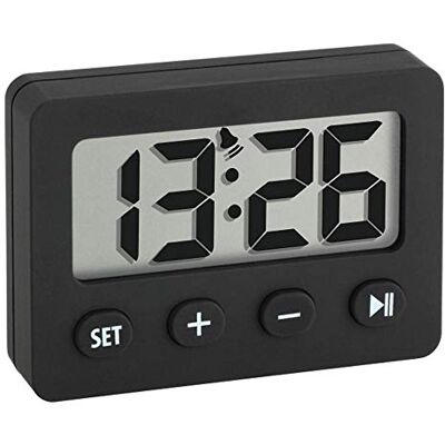 TFA Dostmann Digitale wekker, 60.2014.01, timer en stopwatch, wekfunctie, rubberen coating, zwart, L 59 x B 14 (30) x H 42 mm TFA Dostmann Digitale wekker, 60.2014.01, timer en stopwatch, wekfunctie, rubberen coating, zwart, L 59 x B 14 (30) x H 42 mm