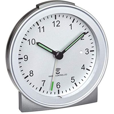 TFA Dostmann Analoge wekker, radiogestuurd, kunststof, zilver, 81 x 31 x 84 mm (l x b x h) TFA Dostmann Analoge wekker, radiogestuurd, kunststof, zilver, 81 x 31 x 84 mm (l x b x h)