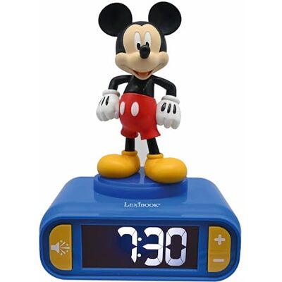 Lexibook Disney Mickey Wekker met nachtlampje, 6 geluiden en 6 melodieën, lcd-display met achtergrondverlichting, lichtgevend, met sluimerfunctie, blauw, RL800MCH Lexibook Disney Mickey Wekker met nachtlampje, 6 geluiden en 6 melodieën, lcd-display met achtergrondverlichting, lichtgevend, met sluimerfunctie, blauw, RL800MCH