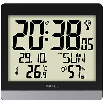 techno line technoline WS 8014 radiogestuurde wandklok, zwart, 200 x 189 x 29 mm techno line technoline WS 8014 radiogestuurde wandklok, zwart, 200 x 189 x 29 mm