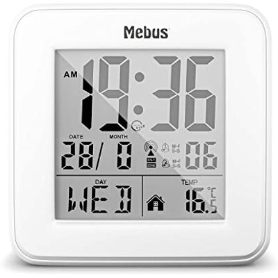 Mebus Digitale Funk-Wecker met temperatuurweergave, verlichting, kalender, compact en stabiel, kleur: zwart, model: 25594 Mebus Digitale Funk-Wecker met temperatuurweergave, verlichting, kalender, compact en stabiel, kleur: zwart, model: 25594