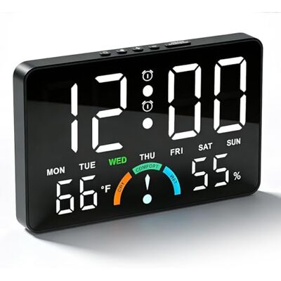 TOPDÉCORÉ Wekker, digitale wekker, verlichte wekker met led-display, digitale klok, tiener wekker, met 2 alarmen, helderheid verstelbaar, 3 niveaus, snooze, 12/24 uur, USB-poort, ideaal voor slaapkamer TOPDÉCORÉ Wekker, digitale wekker, verlichte wekker met led-display, digitale klok, tiener wekker, met 2 alarmen, helderheid verstelbaar, 3 niveaus, snooze, 12/24 uur, USB-poort, ideaal voor slaapkamer