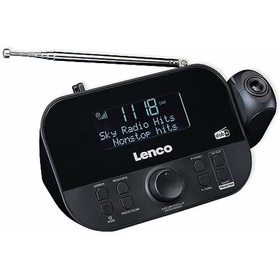 Lenco CR-615 Dab+ projectiewekker Digitale radio met Dab+ en PLL FM 30 geheugenzenders Twee wektijden 180 graden projector 3,5 mm aansluiting Zwart Lenco CR-615 Dab+ projectiewekker Digitale radio met Dab+ en PLL FM 30 geheugenzenders Twee wektijden 180 graden projector 3,5 mm aansluiting Zwart