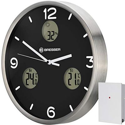 BRESSER MyTime io NX Radiogestuurde wandklok met thermometer en hygrometer, diameter 30 cm BRESSER MyTime io NX Radiogestuurde wandklok met thermometer en hygrometer, diameter 30 cm