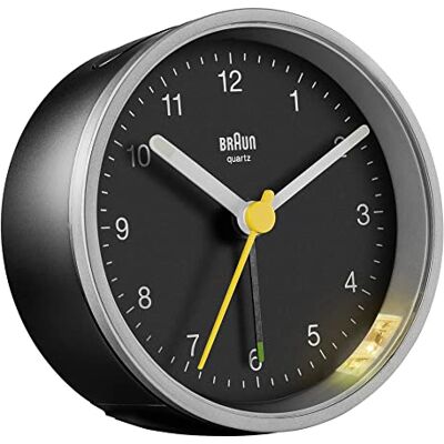 Braun BC 12 SB wekker zilver-zwart Braun BC 12 SB wekker zilver-zwart