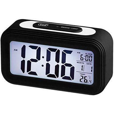 Trevi SLD 3068 S Digitale klok met wekker, groot lcd-display, kalender, automatische lichtsensor, snooze-functie, zwart Trevi SLD 3068 S Digitale klok met wekker, groot lcd-display, kalender, automatische lichtsensor, snooze-functie, zwart