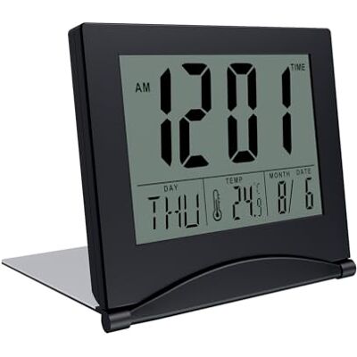 MMOBIEL Klok met datum en dag Darty LCD reisalarm, opvouwbaar, bureauklok met temperatuur- en datumweergave, digitale wekker, werkt op batterijen, zwart MMOBIEL Klok met datum en dag Darty LCD reisalarm, opvouwbaar, bureauklok met temperatuur- en datumweergave, digitale wekker, werkt op batterijen, zwart