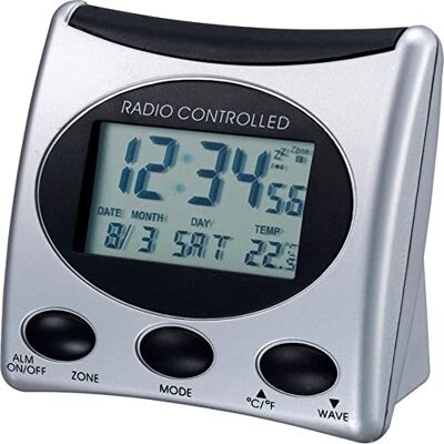 techno line Technoline WT 221-T radiogestuurde klok, kunststof, zilverkleurig techno line Technoline WT 221-T radiogestuurde klok, kunststof, zilverkleurig