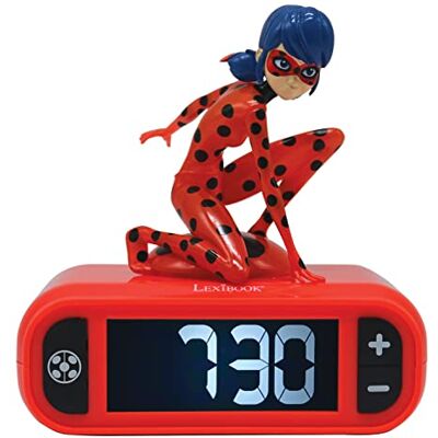Lexibook Miraculous Ladybug, zwarte kat, wekker met nachtlampje, lichtgevend figuur, display met achtergrondverlichting, klok, snooze, rood, RL800MI Lexibook Miraculous Ladybug, zwarte kat, wekker met nachtlampje, lichtgevend figuur, display met achtergrondverlichting, klok, snooze, rood, RL800MI