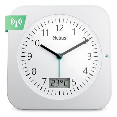 Mebus Funk-Wecker met temperatuurweergave, datum, reismaat, batterijbediening, slummer-wisser, groot display, met verlichting, kleur: wit, model: 25610 Mebus Funk-Wecker met temperatuurweergave, datum, reismaat, batterijbediening, slummer-wisser, groot display, met verlichting, kleur: wit, model: 25610