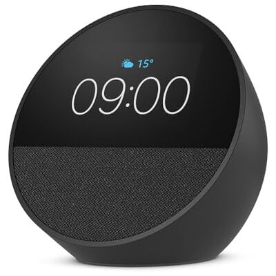 Amazon Echo Spot (nieuwste generatie), slimme wekker met levendig geluid + Alexa, Zwart Amazon Echo Spot (nieuwste generatie), slimme wekker met levendig geluid + Alexa, Zwart