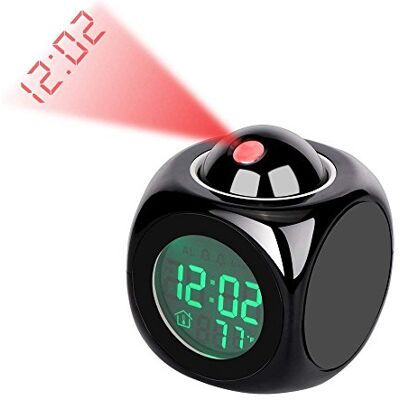 Yosoo Fdit Wekker Led-projector, multifunctioneel, temperatuurweergave, spraakweergave, spreker, projectieklok, 12/24 uur, omgeschakeld, woondecoratie Yosoo Fdit Wekker Led-projector, multifunctioneel, temperatuurweergave, spraakweergave, spreker, projectieklok, 12/24 uur, omgeschakeld, woondecoratie