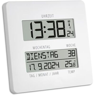 TFA Dostmann Timeline Radioklok Digitaal, 60.4509.02, met Temperatuur, Werkdag en Datum, Wit, (l) 195 x (b) 27 (110) x (h) 195 mm TFA Dostmann Timeline Radioklok Digitaal, 60.4509.02, met Temperatuur, Werkdag en Datum, Wit, (l) 195 x (b) 27 (110) x (h) 195 mm