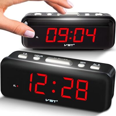 Retoo Digitale wekker, rode lichtcijfers, led-display, digitale klok voor kantoor, slaapkamer, keuken, kantoor, alarm, sluimerfunctie, netvoeding, 24-uurs formaat Retoo Digitale wekker, rode lichtcijfers, led-display, digitale klok voor kantoor, slaapkamer, keuken, kantoor, alarm, sluimerfunctie, netvoeding, 24-uurs formaat