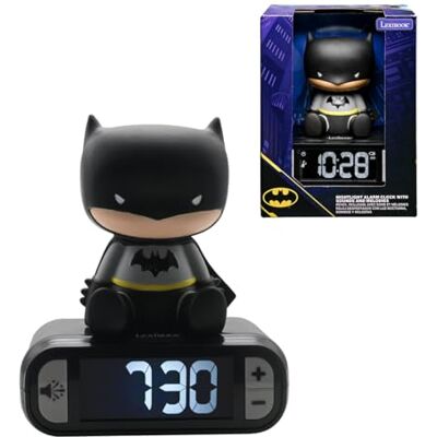 Lexibook Batman, wekker met nachtlampje Batman, lichtgevend figuur, keuze uit 6 alarmen, 6 geluidseffecten, display met achtergrondverlichting, klok, snooze, zwart, RL800BAT Lexibook Batman, wekker met nachtlampje Batman, lichtgevend figuur, keuze uit 6 alarmen, 6 geluidseffecten, display met achtergrondverlichting, klok, snooze, zwart, RL800BAT