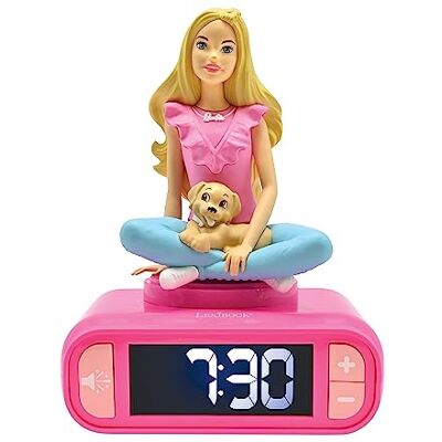 Lexibook Barbie Wekker met nachtlampje, lichtgevend figuur, keuze uit 6 alarmen, 6 geluidseffecten, lcd-display met achtergrondverlichting, snooze, roze, RL800BB Lexibook Barbie Wekker met nachtlampje, lichtgevend figuur, keuze uit 6 alarmen, 6 geluidseffecten, lcd-display met achtergrondverlichting, snooze, roze, RL800BB