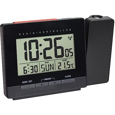 TFA Dostmann 60.5016.01 Projectiewekker Radio, met Voeding, wekker, Binnentemperatuur, Datum,L151 x B80 x H140 mm, Zwart TFA Dostmann 60.5016.01 Projectiewekker Radio, met Voeding, wekker, Binnentemperatuur, Datum,L151 x B80 x H140 mm, Zwart
