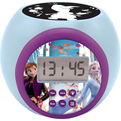 Lexibook RL977FZ Disney Frozen 2 Anna Elsa projectorwekker met alarm- en sluimerfunctie, nachtlampje met timer, lcd-display, werkt op batterijen, blauw/paars Lexibook RL977FZ Disney Frozen 2 Anna Elsa projectorwekker met alarm- en sluimerfunctie, nachtlampje met timer, lcd-display, werkt op batterijen, blauw/paars