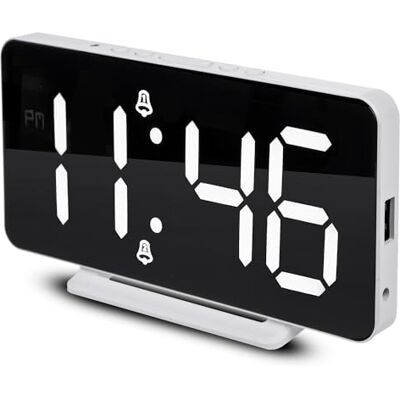 Green Blue GB383 Digitale led-wekker met alarmfunctie en thermometer, dubbele wekker met snooze/snooze-functie, led-display, USB-oplaadpoort Green Blue GB383 Digitale led-wekker met alarmfunctie en thermometer, dubbele wekker met snooze/snooze-functie, led-display, USB-oplaadpoort