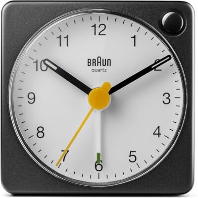 Braun BC02 Reiswekker, analoog, zwart en wit Braun BC02 Reiswekker, analoog, zwart en wit