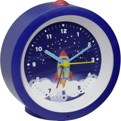 TFA Dostmann analoge wekker voor kinderen, 60.1033.06, met raketmotief, stil kwartsuurwerk, achtergrondverlichting, alarm met snooze-functie, goed afleesbare cijfers, blauw, (L)105 x (B)41 x (H)105 mm TFA Dostmann analoge wekker voor kinderen, 60.1033.06, met raketmotief, stil kwartsuurwerk, achtergrondverlichting, alarm met snooze-functie, goed afleesbare cijfers, blauw, (L)105 x (B)41 x (H)105 mm