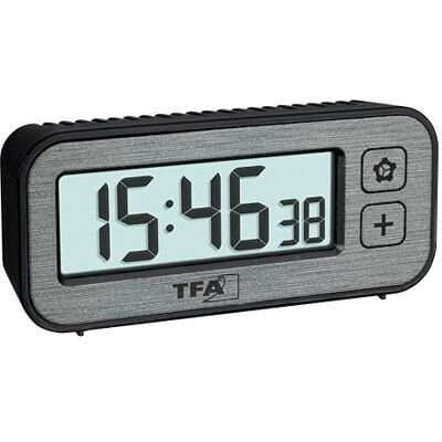 TFA Dostmann 60.2039.10 Digitale mini-wekker met temperatuur- en vochtigheidsschakelaar met maximale en minimale waarden, met alarm en kwartsklok, kleine reiswekker, zonder tikken TFA Dostmann 60.2039.10 Digitale mini-wekker met temperatuur- en vochtigheidsschakelaar met maximale en minimale waarden, met alarm en kwartsklok, kleine reiswekker, zonder tikken