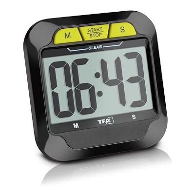 TFA Dostmann Digitale keukenwekker met stopwatch, 38.2054, luid alarm, groot display, magneet en standaard, timer voor keuken, leren, fitness, zwart/groen TFA Dostmann Digitale keukenwekker met stopwatch, 38.2054, luid alarm, groot display, magneet en standaard, timer voor keuken, leren, fitness, zwart/groen