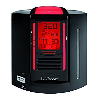 Lexibook , Wekkerradio, luchtbevochtiger, alarm en sluimerfunctie, geleverd met 5 filters, AC-adapter + batterijen, zwart/rood, RL2000 Lexibook , Wekkerradio, luchtbevochtiger, alarm en sluimerfunctie, geleverd met 5 filters, AC-adapter + batterijen, zwart/rood, RL2000