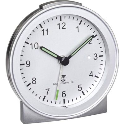 TFA Dostmann Analoge wekker, radiogestuurd, kunststof, zilver, 81 x 31 x 84 mm (l x b x h) TFA Dostmann Analoge wekker, radiogestuurd, kunststof, zilver, 81 x 31 x 84 mm (l x b x h)