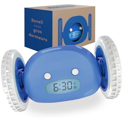 CLOCKY Rijdende wekker met krachtig luid alarm voor diepe slapers en slechthorenden, zeer luid, met LED, rijdt en springt weg, grappig cadeau voor volwassenen, kinderen en tieners (blauw) CLOCKY Rijdende wekker met krachtig luid alarm voor diepe slapers en slechthorenden, zeer luid, met LED, rijdt en springt weg, grappig cadeau voor volwassenen, kinderen en tieners (blauw)