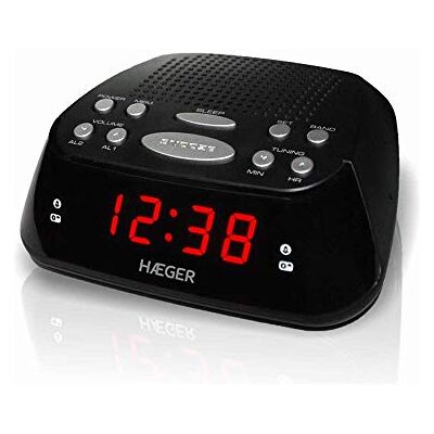 HAEGER Snooze Digitale wekkerradio met sluimer/slaapfunctie, dubbel alarm, 20 zendergeheugen (10 FM / 10 am), rood led-display voor eenvoudig bekijken. HAEGER Snooze Digitale wekkerradio met sluimer/slaapfunctie, dubbel alarm, 20 zendergeheugen (10 FM / 10 am), rood led-display voor eenvoudig bekijken.