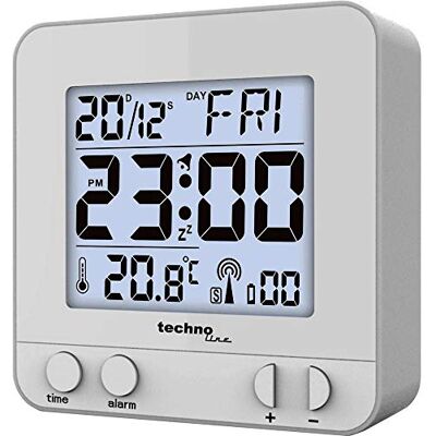 techno line Technoline WT 235 Radiogestuurde wekker, zilverkleurig, met aanraaksensor, kunststof, 8 x 2,5 x 8 cm techno line Technoline WT 235 Radiogestuurde wekker, zilverkleurig, met aanraaksensor, kunststof, 8 x 2,5 x 8 cm