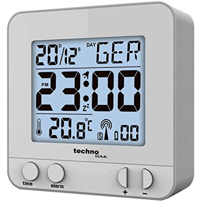 techno line Technoline WT 235 Radiogestuurde wekker, zilverkleurig, met aanraaksensor, kunststof, 8 x 2,5 x 8 cm techno line Technoline WT 235 Radiogestuurde wekker, zilverkleurig, met aanraaksensor, kunststof, 8 x 2,5 x 8 cm