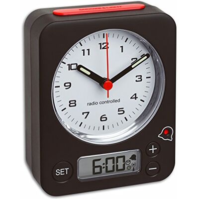 TFA Dostmann Combo Radiogestuurde Wekker, Analoog, 60.1511.01.05, met Digitale Alarminstelling, met Verlichting, (L) 90 x (B) 40 x (H) 115 mm, Rood/Zwart TFA Dostmann Combo Radiogestuurde Wekker, Analoog, 60.1511.01.05, met Digitale Alarminstelling, met Verlichting, (L) 90 x (B) 40 x (H) 115 mm, Rood/Zwart