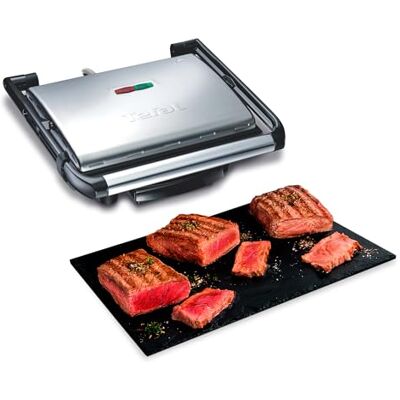 Tefal Multifunctionele vlees- en paninigrill, 2000 W, paninigrill, verticale opslag, anti-aanbakplaten, compact GC241D12, 220 volt, zwart, roestvrij staal Tefal Multifunctionele vlees- en paninigrill, 2000 W, paninigrill, verticale opslag, anti-aanbakplaten, compact GC241D12, 220 volt, zwart, roestvrij staal