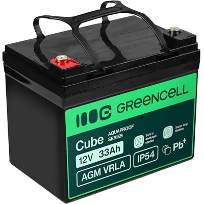 Green Cell AGM VRLA Loodaccu 12 V 33 Ah met vliesbatterij IP54 loodaccu, cyclusbestendig, onderhoudsvrij, caravan, fotovoltaïsche rolstoel, caravan (12 V, 33 cm) Green Cell AGM VRLA Loodaccu 12 V 33 Ah met vliesbatterij IP54 loodaccu, cyclusbestendig, onderhoudsvrij, caravan, fotovoltaïsche rolstoel, caravan (12 V, 33 cm)
