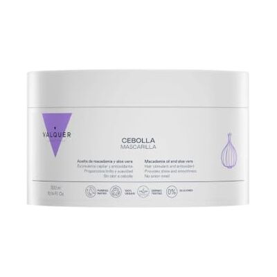 Valquer Laboratorios VALQUER Haarmasker met uien, geurloos, 300 ml Hydratatie en voeding, glans en zachtheid voor alle haartypes, macadamia-olie en aloë vera Valquer Laboratorios VALQUER Haarmasker met uien, geurloos, 300 ml Hydratatie en voeding, glans en zachtheid voor alle haartypes, macadamia-olie en aloë vera