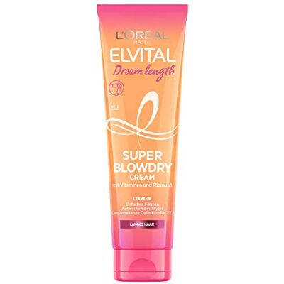 L'Oreal Paris L'Oréal Paris Elvital Anti-warmteverzorging voor lang en beschadigd haar, anti-kroezen en anti-breuk, zonder uitspoelen, Dream Length Super Blowdry Cream, per stuk verpakt (1 x 150 ml) L'Oreal Paris L'Oréal Paris Elvital Anti-warmteverzorging voor lang en beschadigd haar, anti-kroezen en anti-breuk, zonder uitspoelen, Dream Length Super Blowdry Cream, per stuk verpakt (1 x 150 ml)