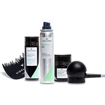 VIDALFORCE Haarmicrovezel, middenblond, 30 g, volledige verpakking (pomp + optimizer + keratinevezel), volumepoeder voor mannen en vrouwen, haarpoeder VIDALFORCE Haarmicrovezel, middenblond, 30 g, volledige verpakking (pomp + optimizer + keratinevezel), volumepoeder voor mannen en vrouwen, haarpoeder